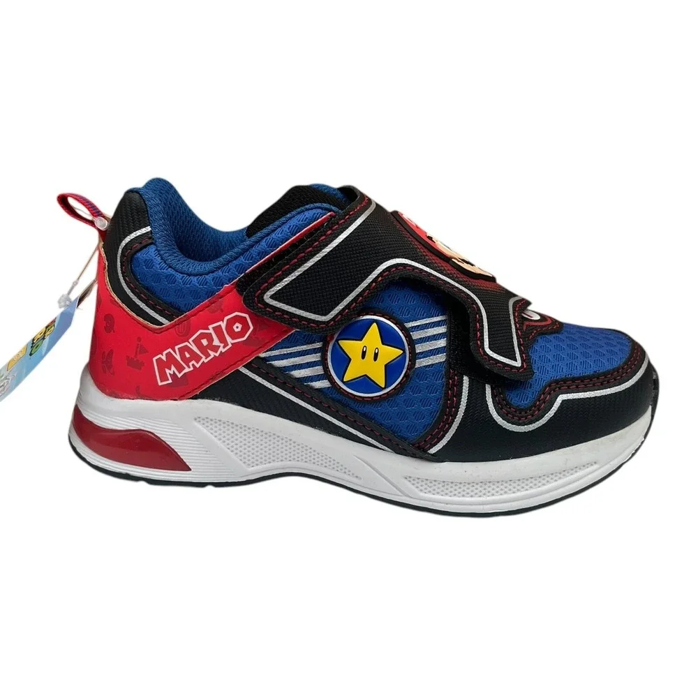 Nintendo Super Mario Youth Boys Slip-on Sneakers Size 2 (2Y) Blue-Multi Light Up